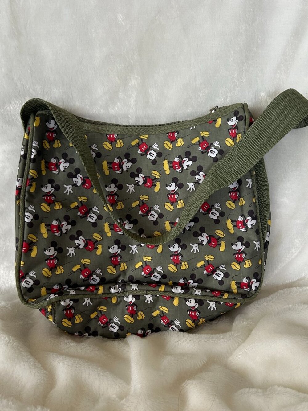 Mickey Mouse Handbag Purse Full Zip Green Shoulder Bag VINTAGE Tote